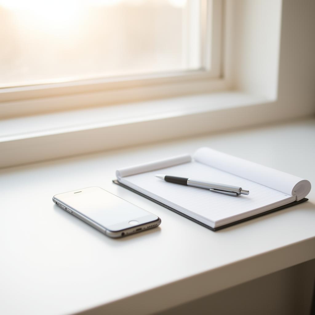 Phone and notebook for initial customer contact